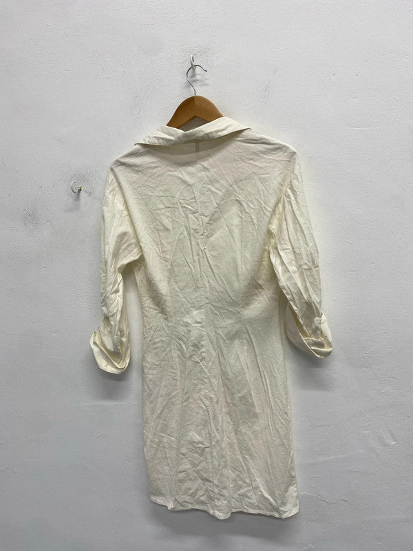 Stunning Zara linen ruched mini dress UK L KS002