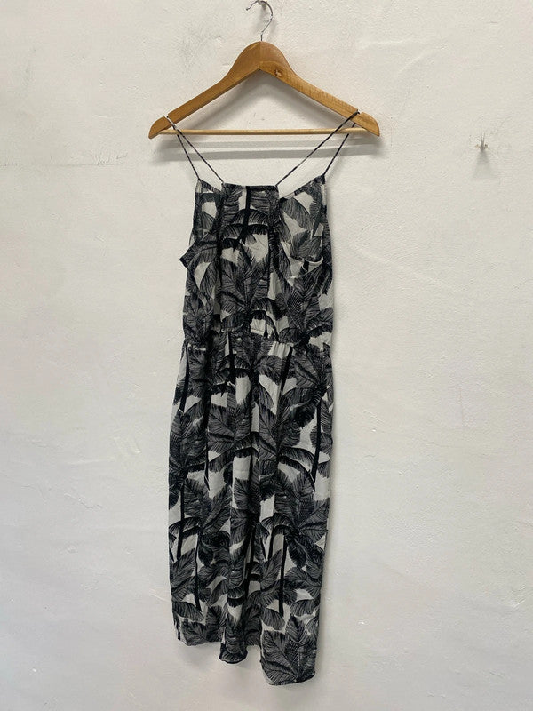 Fabulous H&M pool cover up dress palm trees monochrome Uk12 MS002