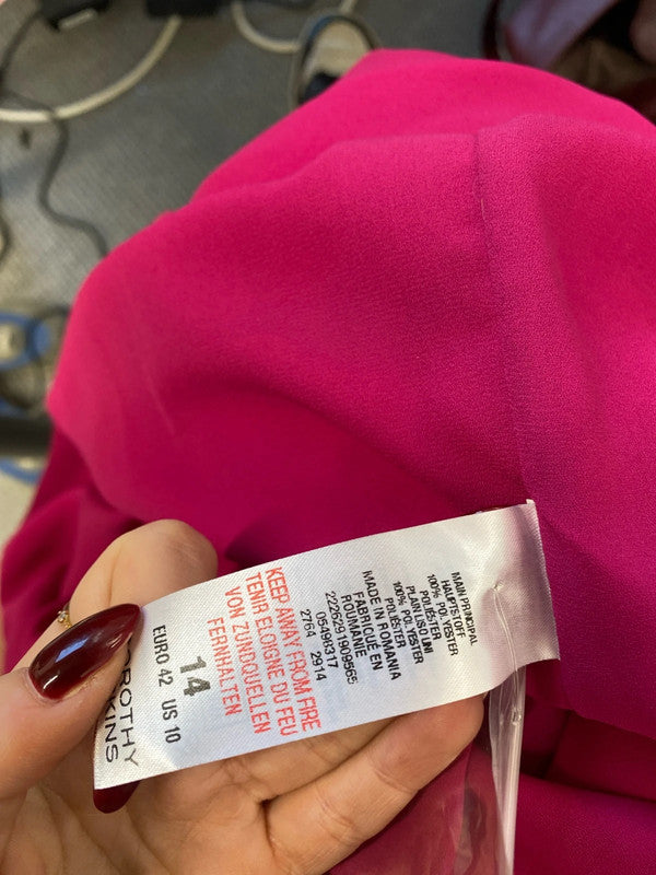 Lovely Dorothy Perkins pink black hem lightweight blouse UK 14 AO001