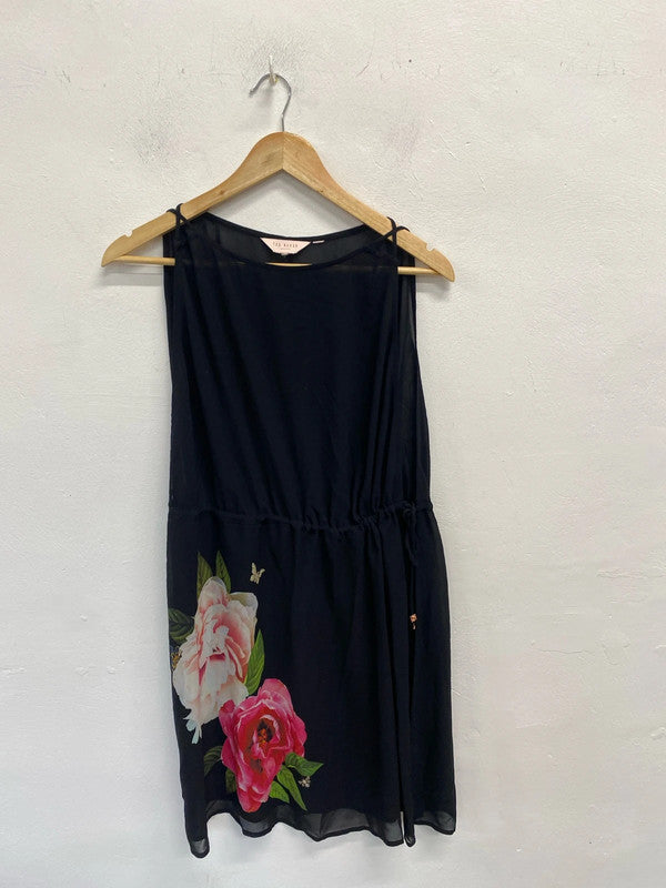 Stunning Ted Baker Velrano Floral Beach Cover Up Kaftan Size S KM004