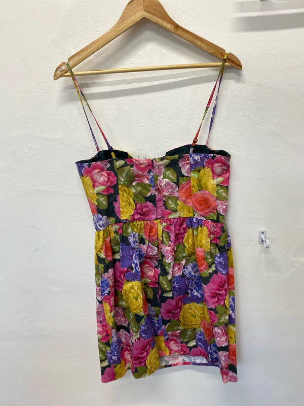 Fabulous Summer fruits florals Topshop mini dress Uk14 New LG006