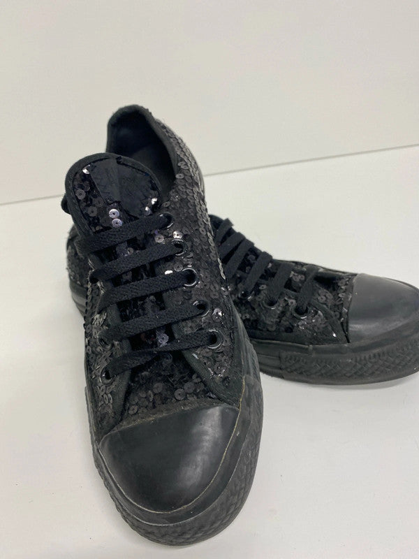 Fabulous Black sequin classic party converse UK6 JR001