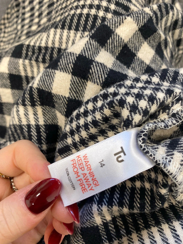 Lovely Tu black white checkered shirt UK 14 LN001