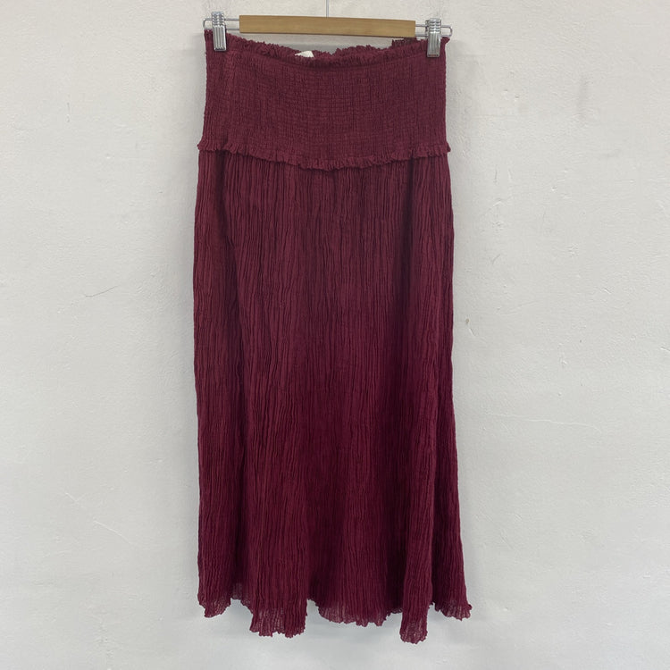 Zimmermann Suraya Shirred Waist Burgundy Maxi Skirt UK 8 NWT SD002