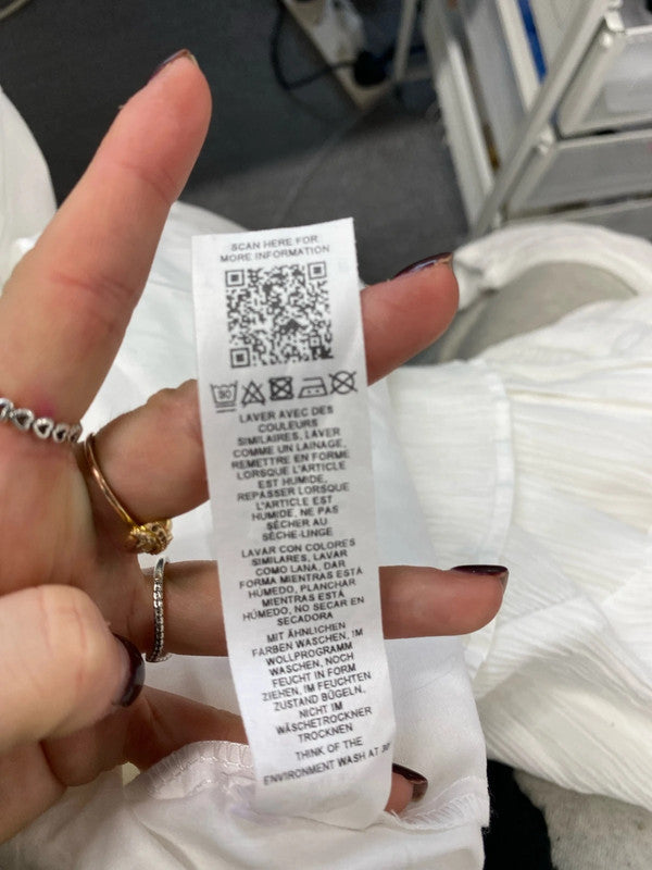 Topshop white textured 3/4 sleeve mini dress UK 12 KS002