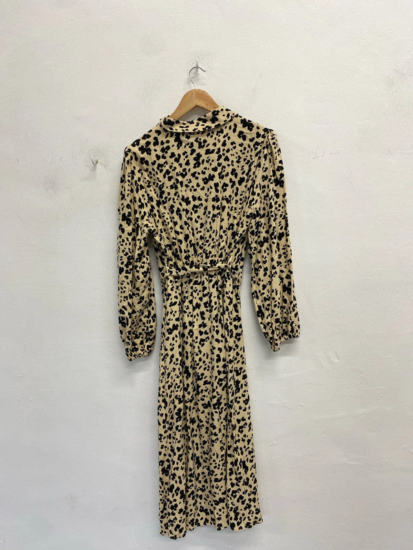 Lovely F&F leopard print shirt tie dress UK 16 JB005