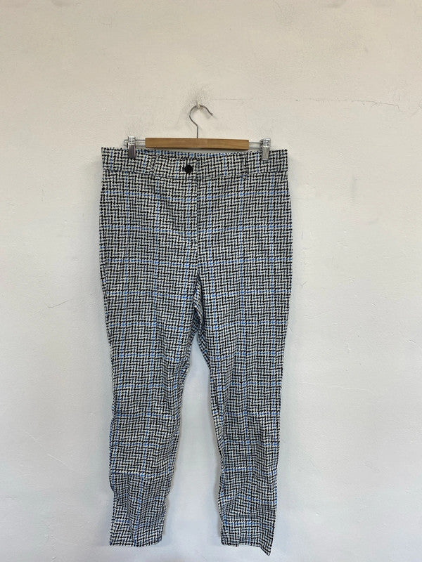 Primark Stylish Black & Blue Houndstooth Stretch Trousers UK 18 WS001