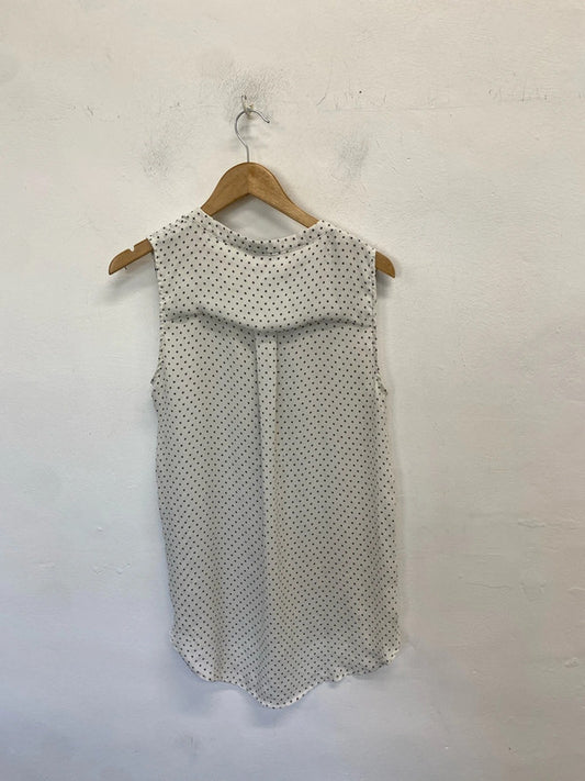Stunning h&m semi sheer black white star blouse sleeveless UK 8 LD003