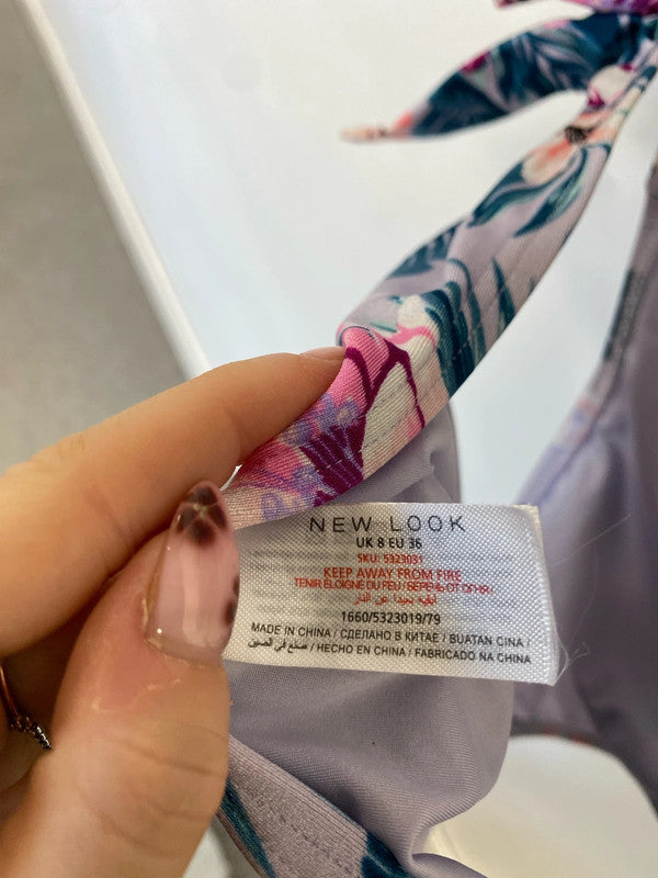 Stunning new look floral lilac off the shoulder bikini set UK 8 LK009