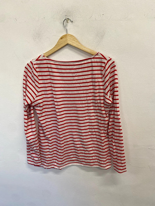 Lovely joules red white stripe long sleeve top UK L KM005