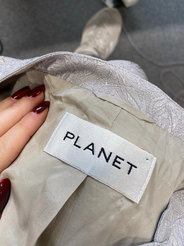 Gorgeous planet co ord blazer skirt grey textured longline UK 8/10 RG99