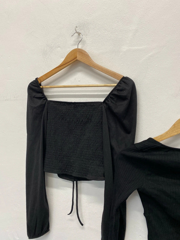 Fabulous Duo of classic black tops party or chill UK10 H&M #6 JA001