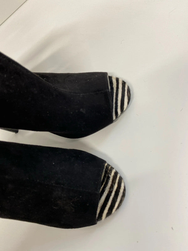 Fabulous River Island stilletto black peep toe boot UK6 KM004