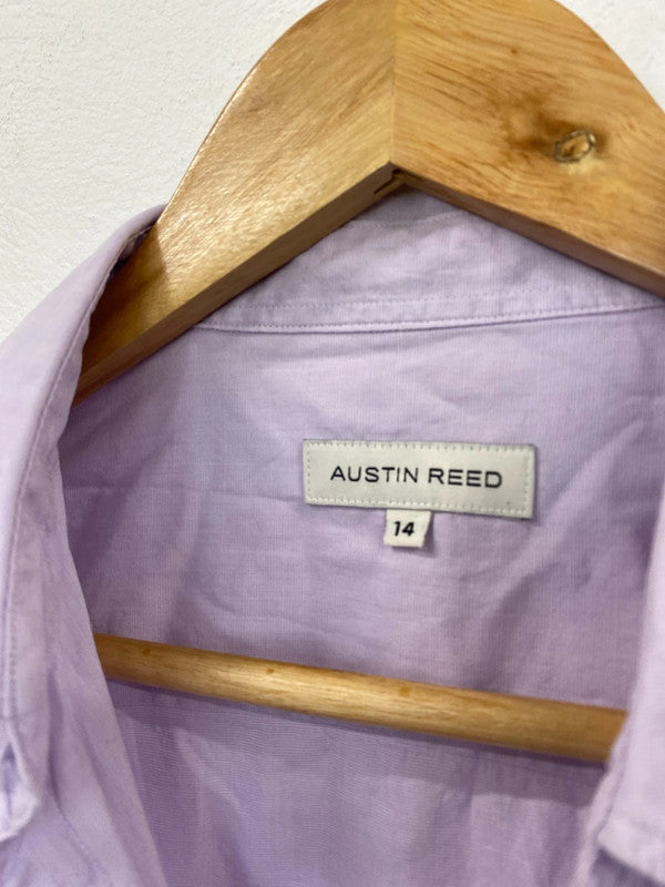Fab duo of Austin Reed formal office wear shirts Uk14 lilac white #4 KM005