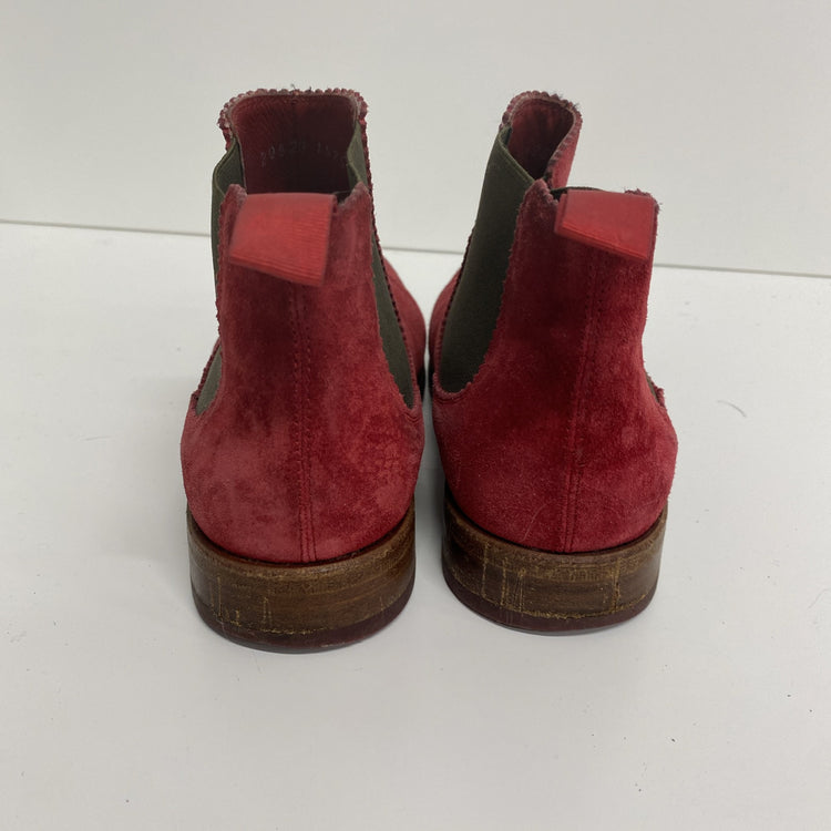 Gorgeous Red Suede George’s Chelsea Boots UK4 36 Super Soft Handmade SS002