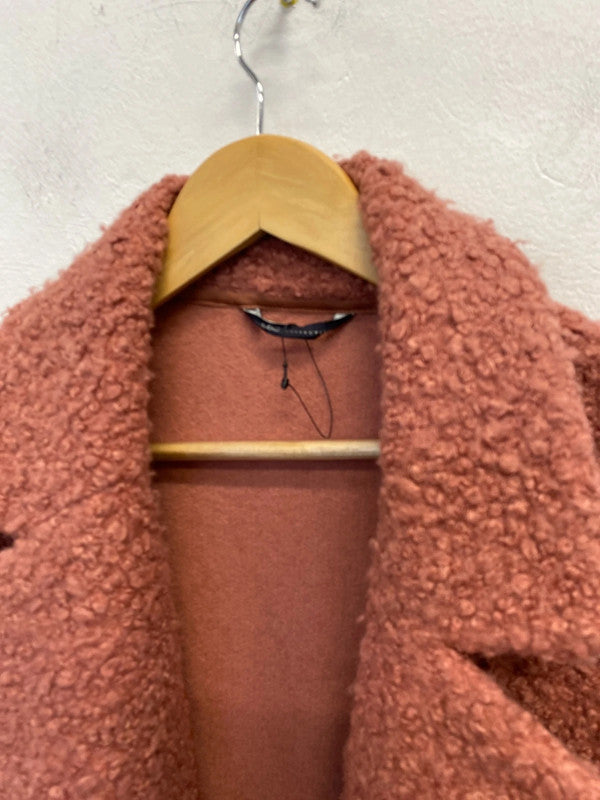 Fabulous M&S soft coral pink Teddy Coat Uk12 JR001