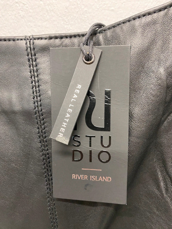 Fabulous River Island Lux studio real leather dress Uk12 KS002