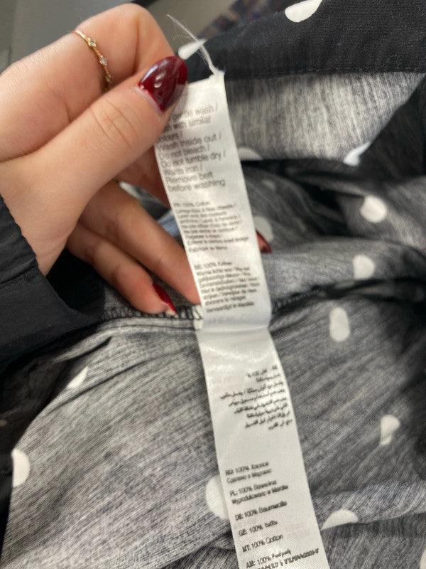 Gorgeous black spotted belted midi smock dress new look UK 16 LB010