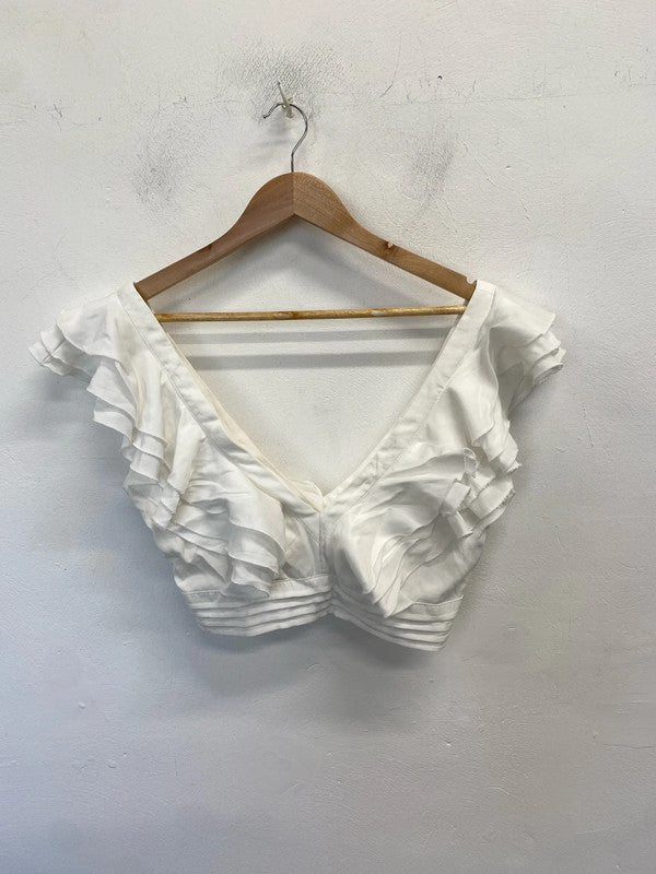 Lovely pretty lavish frill low bust crop top UK 10 CJ001