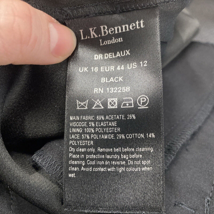 LK Bennett Black Lace Accented Jumpsuit UK 16 NE001