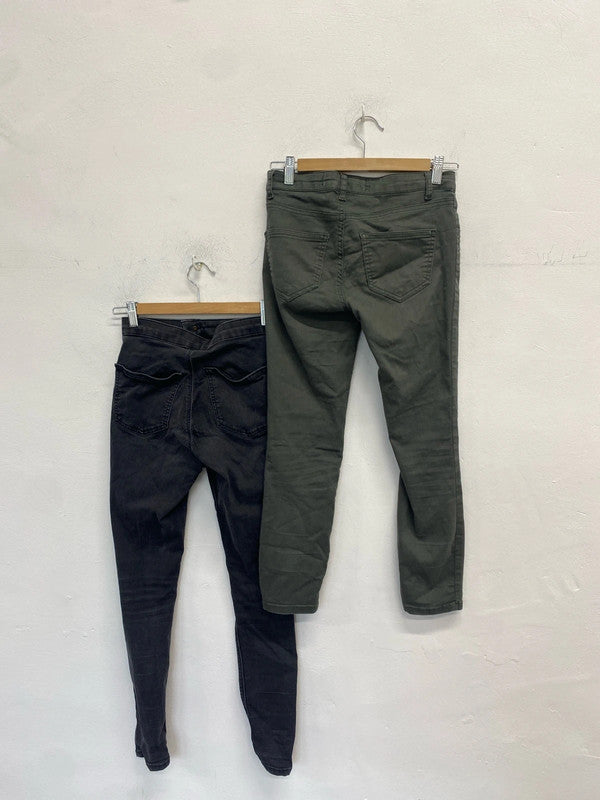 Lovely duo of jeans Topshop khaki black ripped UK 6 JA001 #1