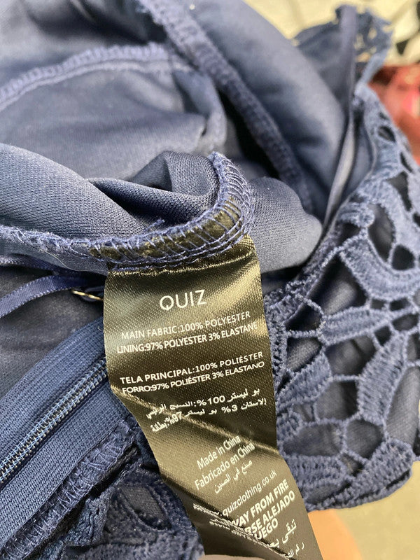 Fabulous navy overlay occasion party dress Uk12 AO001