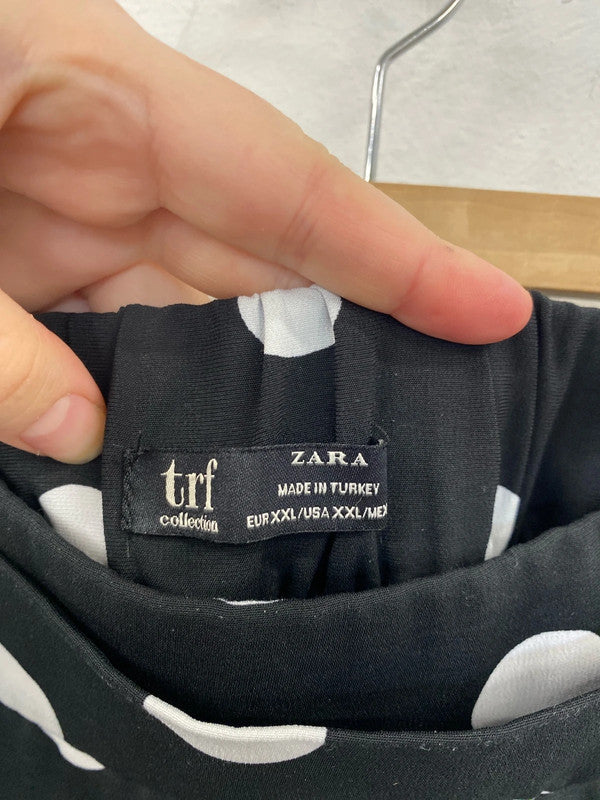 Zara Fabulous Black & White Polkadot Wide Leg Trousers UK 16 LB010