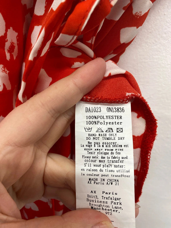 AX Paris Elegant Red Love Heart Faux Wrap Midi Dress UK 8 CD001