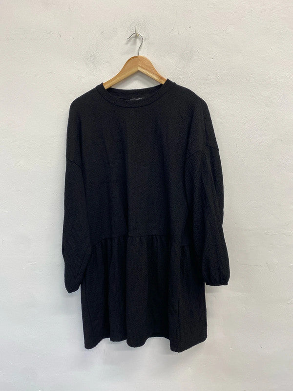 Lovely Bershka textured long sleeve mini dress UK L KS002