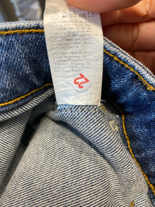 Fabulous Y2K vibes bootcut distressed jeans UK6 W 23 HDR01