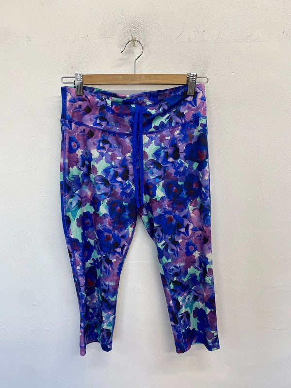 Lovely danskin purple floral cropped active leggings UK S GK002