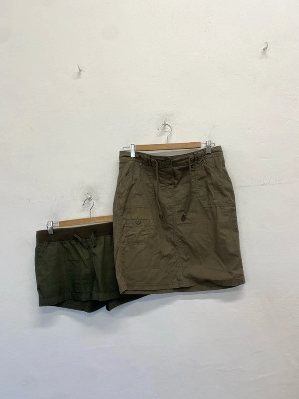 Lovely duo of khaki shorts skirt cargo UK 10\12 SW001 #8