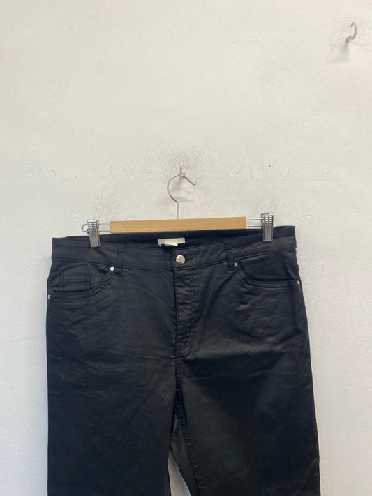 Lovely H&M black faux leather skinny jeans UK 16 KM003