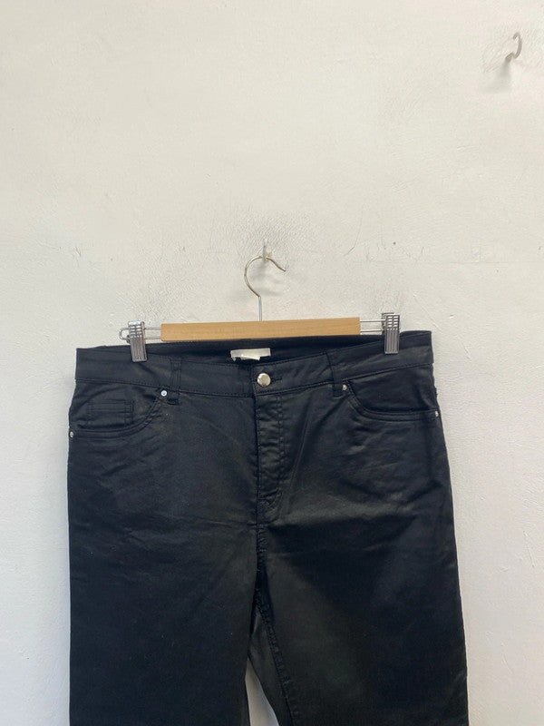 Lovely H&M black faux leather skinny jeans UK 16 KM003