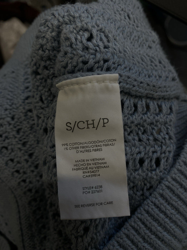 Stunning Cabi Baby Blue Crochet Cardigan UK S HS001