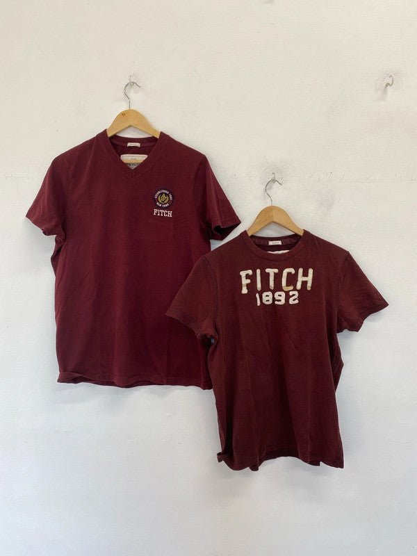 Fabulous Duo of Abercrombie & Fitch maroon muscle fit t shirts Men’s L&xl #3 GW001