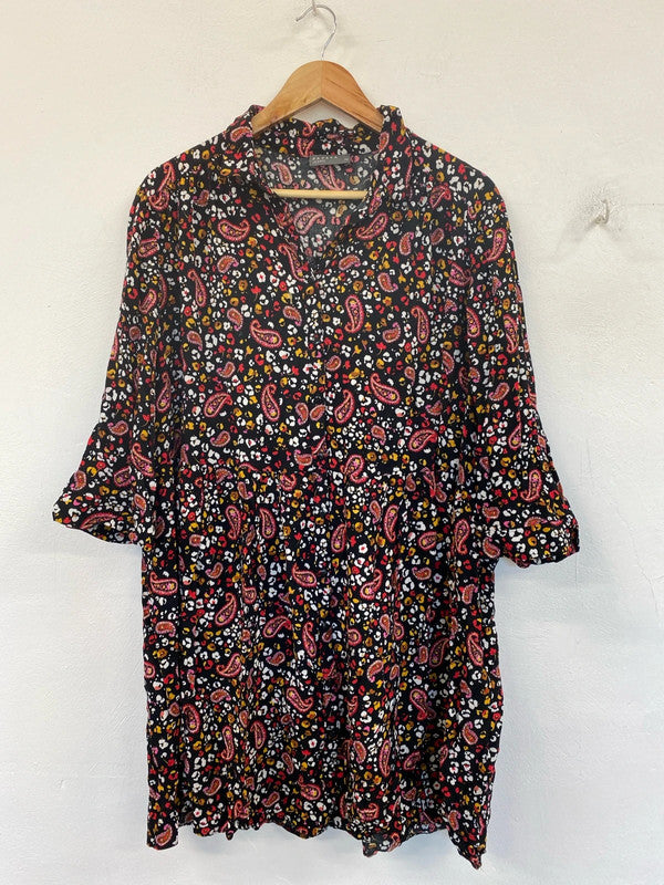 Papaya Fabulous Black Paisley Ditsy Animal Print Tunic UK 24 IM001