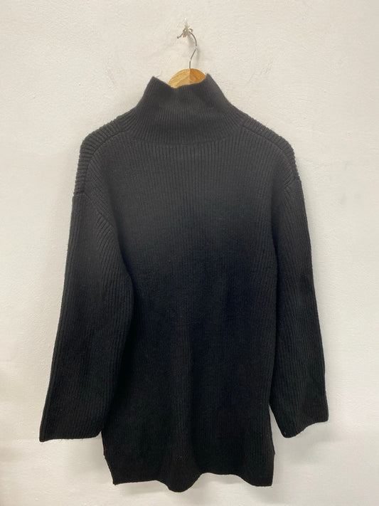 H&M Chic Black Knit High Neck Mini Dress Size M KS002
