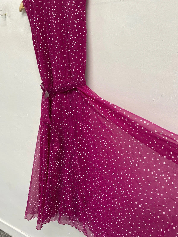 Fabulous Vintage deep pink spotty berkatex 1990’s dress Uk12 EC003