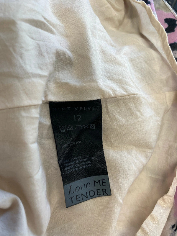 Lovely mint velvet beige pink patterned midi dress UK 12 KN003