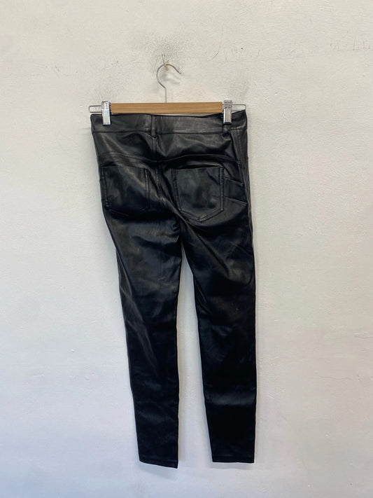 Fabulous Calzedonia faux leather black trousers UK XS AE001