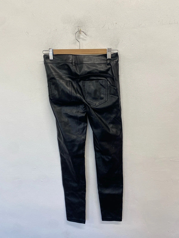 Fabulous Calzedonia faux leather black trousers UK XS AE001