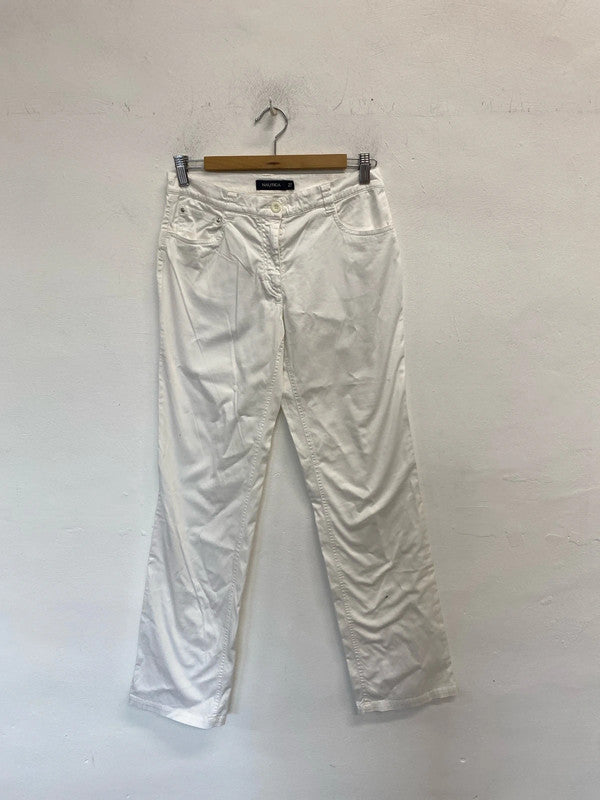 Stunning nautica white trousers straight leg UK w 27 (uk8) KA001