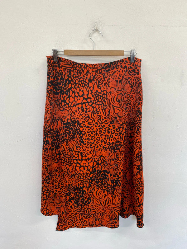 George Gorgeous Orange & Black Animal Print Maxi Skirt UK 16 AT001
