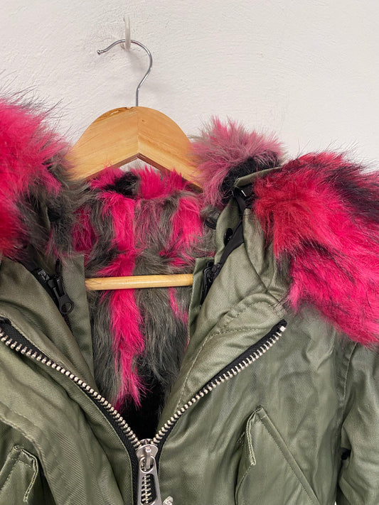Gorgeous Noize parka pink grey faux fur Jolie S RF001