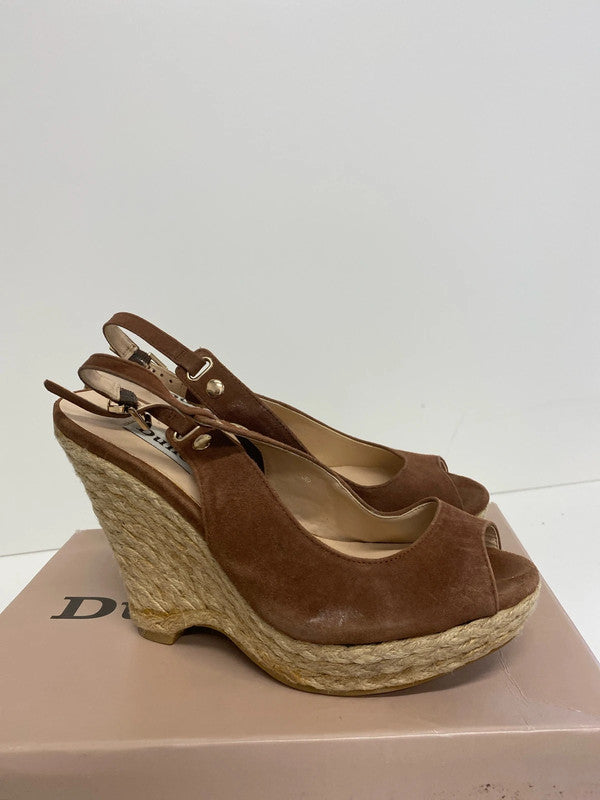 Fabulous Dune Tan espadrille wedge UK6 occasion parties NN001