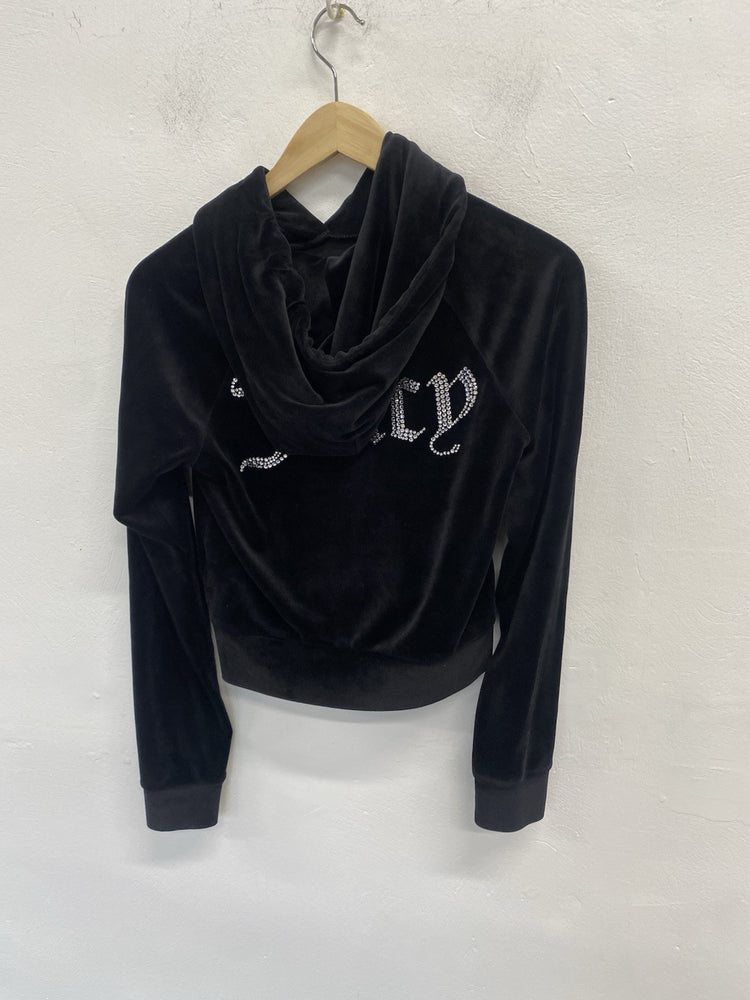 Lovely Juicy Couture Black Velvet Hoodie crop UK XS SD002