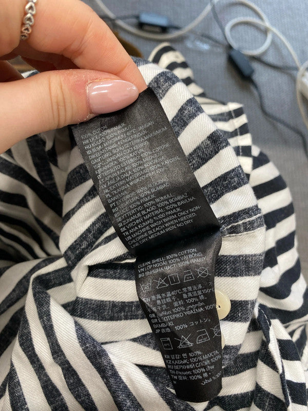 Stunning H&M ivory black stripe shirt UK S LD001