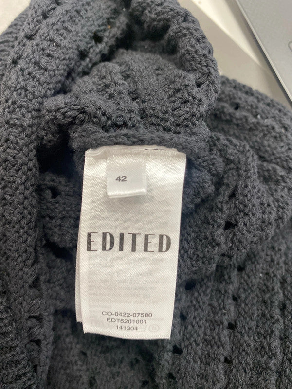 Lovely edited black crochet beach cover up dress midi UK 14 LB001