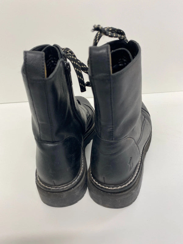 Fabulous Black leather Joules stomper boots Uk4 YTH01